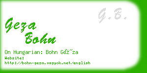 geza bohn business card